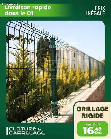 Clôture rigide grillage avec poteaux – Stock limité