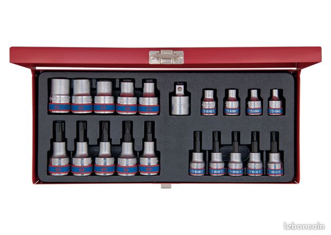 Coffret de douilles et douilles tournevis TORX® 3/8" et 1/2" avec accessoires - 20 pièces - 7120pr