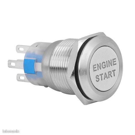 Commutateur d'allumage de voiture 12V étanche universel bouton de démarrage de voiture interrupteur démarreur d'allumage argent