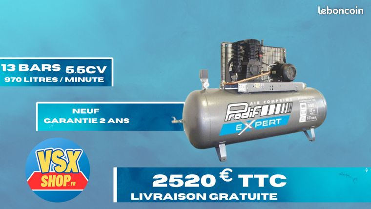 Compresseur d'atelier 970 litres/minutes 10 CV chez vous offerte
