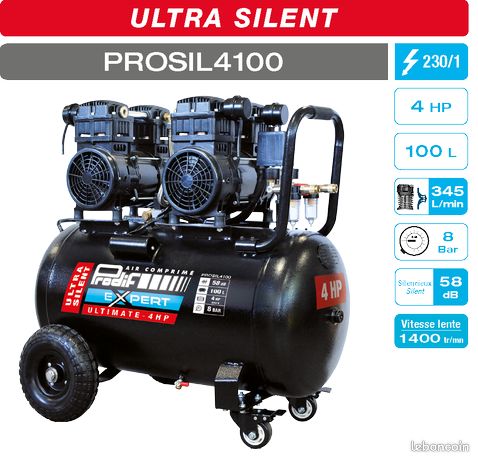 Compresseur silencieux 180L 4CV 220V