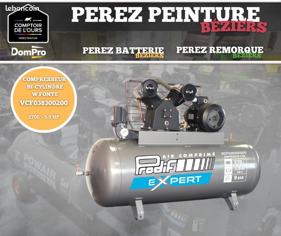 Co resseur bi-cylindre wfonte 270l 5.5hp