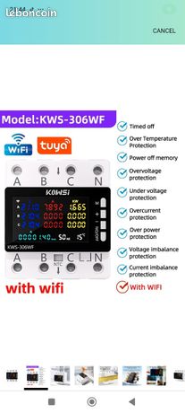 Compteur d'énergie KWS-306WF wattmètre voltmètre watt
