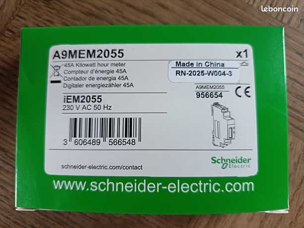 Compteur d'energie mono MID - 230v 45a - afficheur modbus schneider A9MEM2055