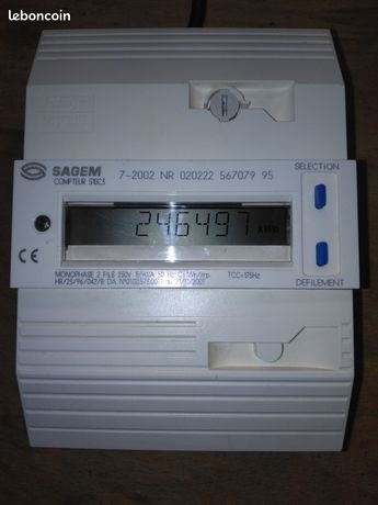 Compteur électrique CBE Sagem monophasé 230v a 246497 kWh C3C4 pour délestage HP rouge Frais de port possible en Mondial Relay ou Shop2Shop