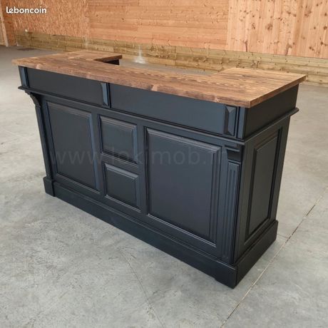 Comptoir de magasin Meuble de caisse Bar Look Vintage Bois massif