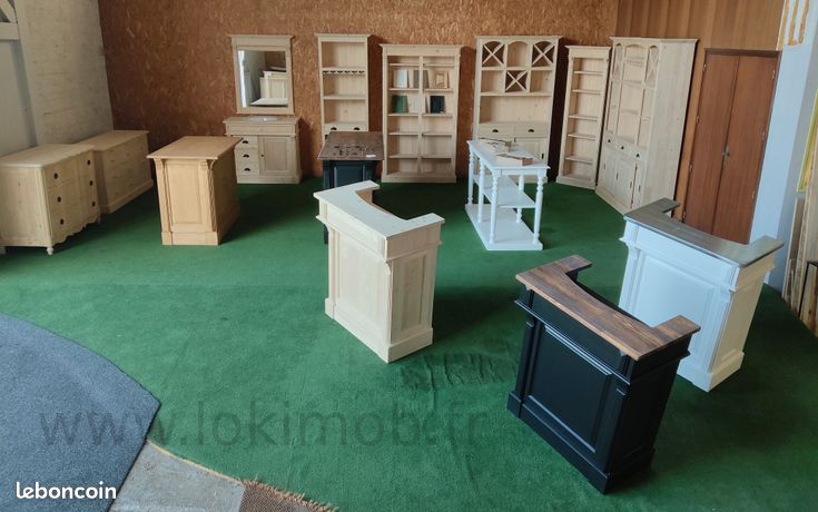 Comptoir vintage en bois massif Bar Caisse boutique Cuisine Pro & Particulier
