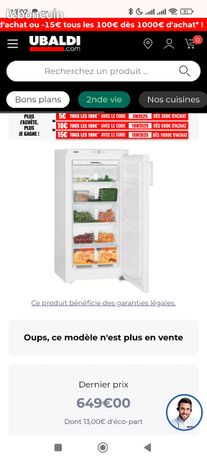 Congélateur armoire LIEBHERR 5 tiroirs A+ très bonne état