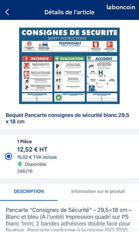 Consignes de sécurité