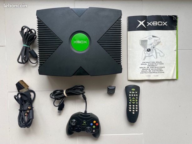 Console Microsoft Xbox 1ère Génération + 16 jeux complets en français + Système DVD + mode d'emploi