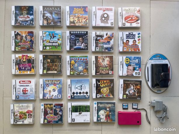 Console portable Nintendo DS / DSI rose fuschia avec 26 jeux