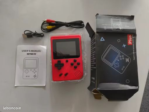 Console Portable Retro Rouge 2025 Jeux Classiques Enfants Chargeable Connexion TV