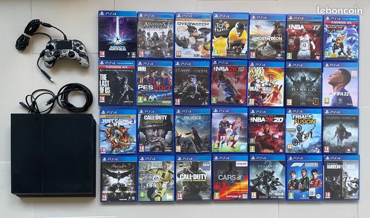 Console Sony ps4 / PlayStation 500 gb CUH-1216A + 28 jeux + manette filaire Nacon