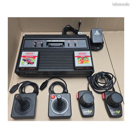 Console Atari 2600 Secam paddle réparés, 2 jeux et 2 manettes