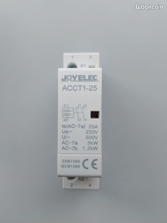 Contacteur AC pour usage domestique, 2P 25A 1NO1NC Contacteur automatique CA domestique 220 V/230 V 50 / 60 Hz,2 pôles à deux voies, normalement ouverts montage sur rail DIN de 35 mm X