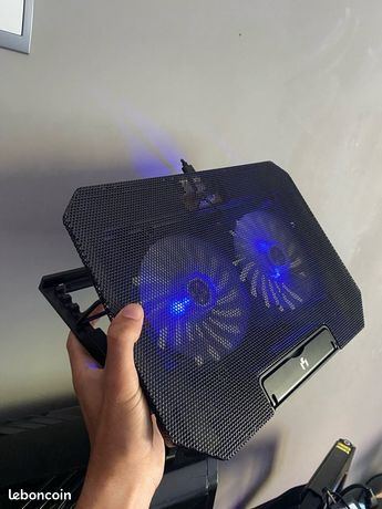 Cooler pour PC portable 2 gros ventilateurs LED bleue & ports USB