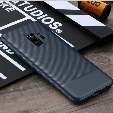 Coque étui arrière TPU pour Samsung galaxy S9 plus S9+ effet carbone Slim