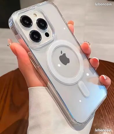 Coque Transparent Magsafe de luxe pour iPhone 15 étui de Charge magnétique sans fil