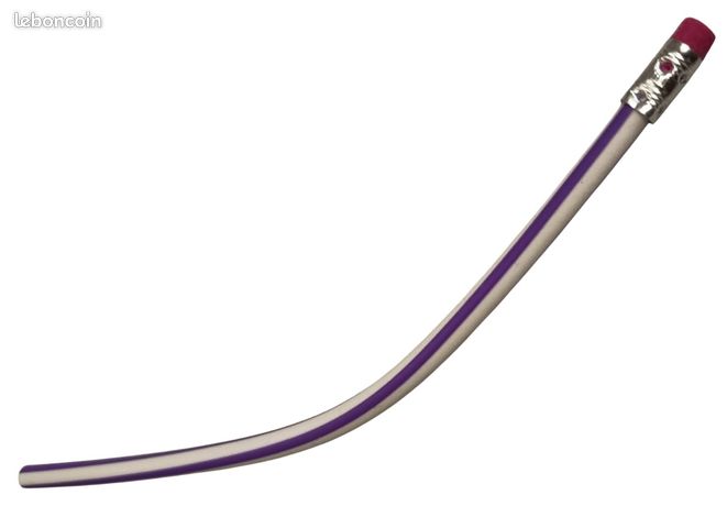 Crayon Papier Flexible Souple Rayé Lilas et Blanc avec gomme