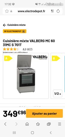 Cuisinière mixte valberg
