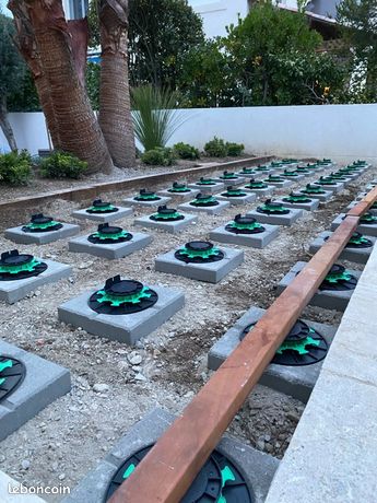 Dalles béton stabilisatrices pour plots de terrasse