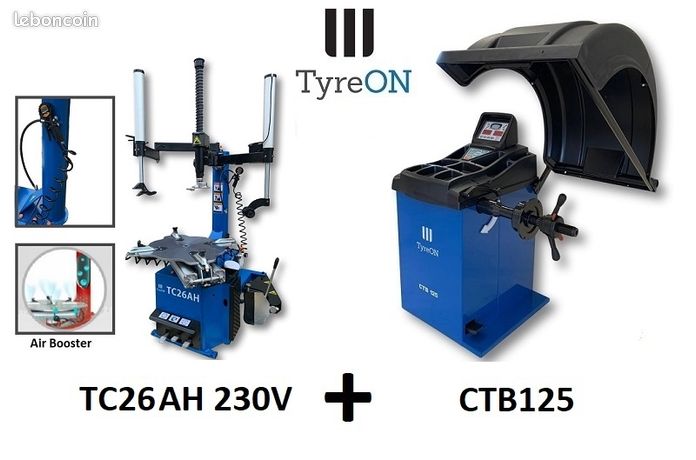 Démonte pneu avec 2 bras d’assistance et gonflage intégré + équilibreuse 24 pouces - OFFRE PACK ECO