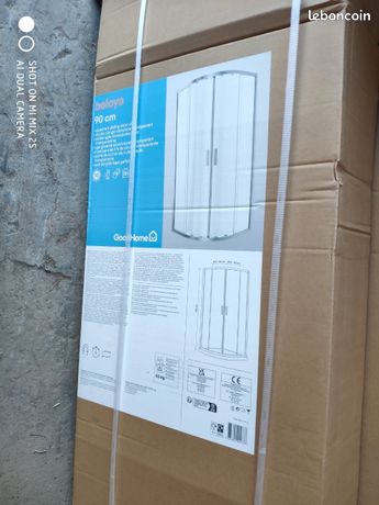 Destockage Accès d'angle circulaire "Beloya" l.90 cm en verre transparent - GoodHome neuf