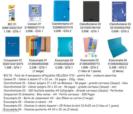 fournitures scolaires -50% à -70%