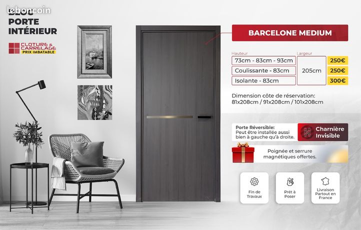 Portes dintérieur FIN DE CHANTIER CHARNIÈRES INVISIBLES