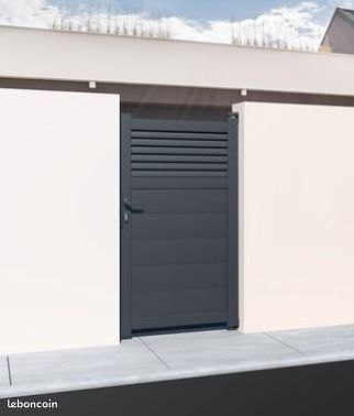 Déstockage Portillon battant aluminium Serra gris, l.100 x H.183.4 cm