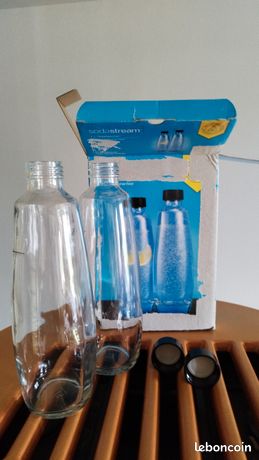 Deux bouteilles en verre neuves pour appareil SodaStream Duo