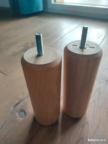Deux pieds de sommier hêtre massif Tediber