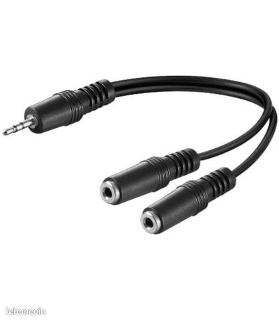 Dexlan Doubleur adaptateur jack 3.5 mm stéréo Câble 15 cm