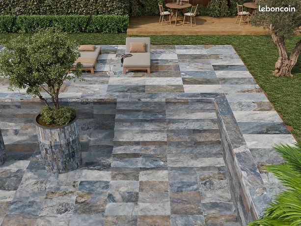 Carrelage imitation Pierre de Bali 30x60x09 2 coloris Blue ou Grey