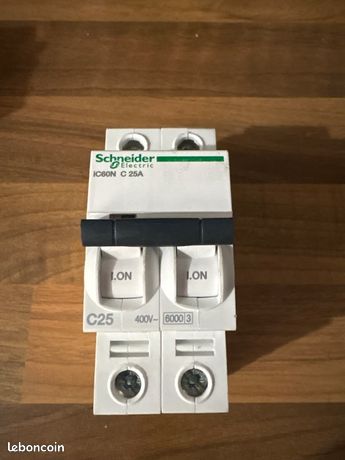 Disjoncteur Bipolaire 2p 25a Courbe C - 2 Modules - 10ka - Schneider Electric Acti9 Ic60n