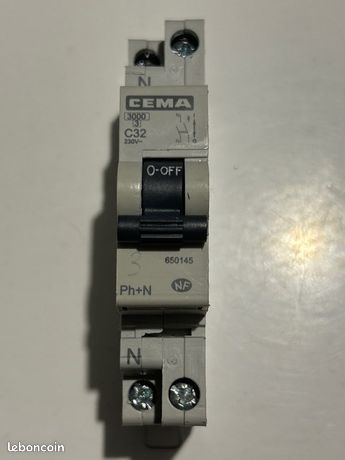 Disjoncteur CEMA 32A (unipolaire +neutre)