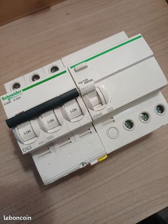 Disjoncteur tri D 60A avec bloc vigi 300mA Schneider