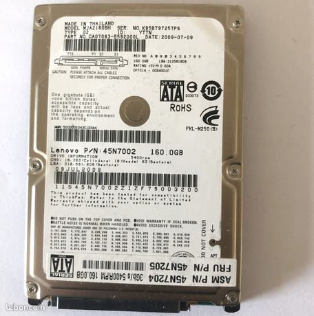 Disque dur 25 pouces 160 Go SATA 2 Fujitsu MJA2160BH G2