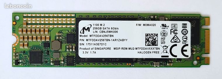 Disque SSD Interne 256 Go M.2 SATA 2280 Micron fiable et rapide