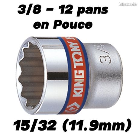 Douille 3/8 en 12 pans en pouce de 15/32 (11.9 mm) - KING TONY serie 3330S