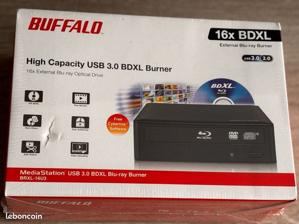 DVD 📀 Graveur USB 3.0 BDXL haute capacité Buffalo (16x BDXL) {Buffalo high capacity USB 3.0 BDXL burner (16x BDXL)}