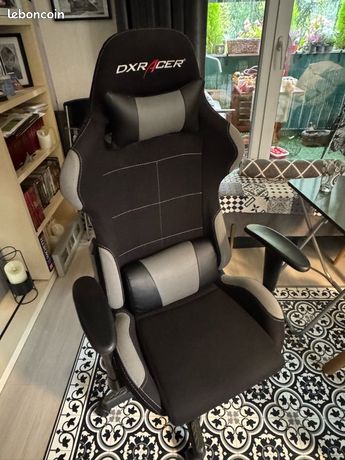 DX Racer Chaise Gaming ou Bureau Fauteuil avec mécanisme basculant Chaise tournable ergonomique noir-gris