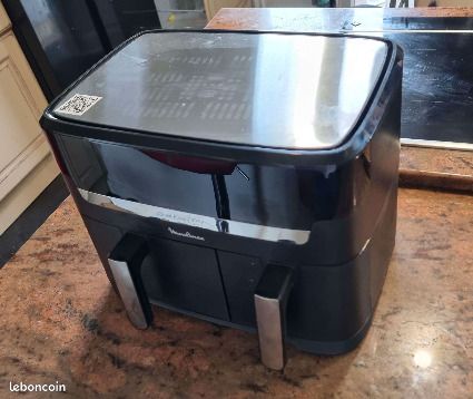 Easy Fry Dual Essential Inox, 7 programmes, Air Fryer, 8.3 L (5.2L + 3.1L), Deux tiroirs, Noir