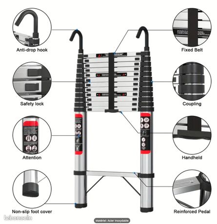 Echelle telescopique - Echelle alu - Echelle pliante 5m- Neuve - Livraison gratuite en Europe ⭐⭐⭐