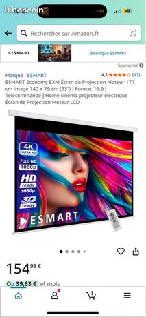 Ecran vidéo projecteur motorisé esmart
