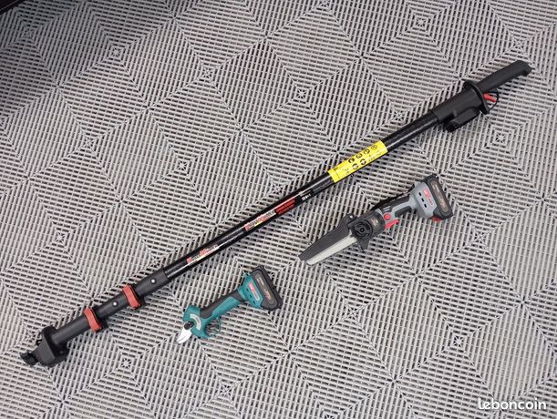 Ensemble dOutils de Jardinage contenant 1 Sécateur Electrique sans fil 1 Elagueuse Electrique sans fil 1 Perche télescopique