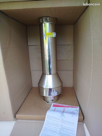 Ensemble Poujoulat embase d'étanchéité, sortie de toit inox, terminal vertical