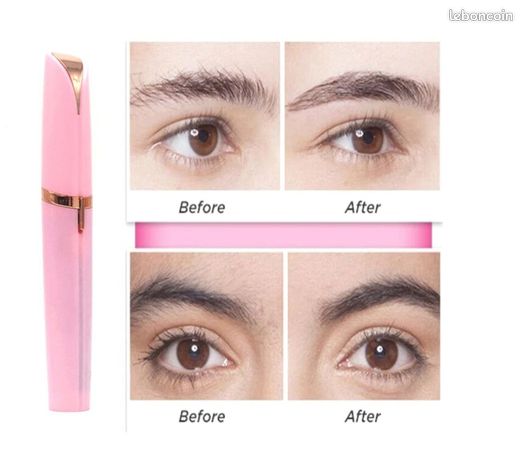Épilateur électrique sourcils indolore avec lumière LED – Rasoir visage portable rose