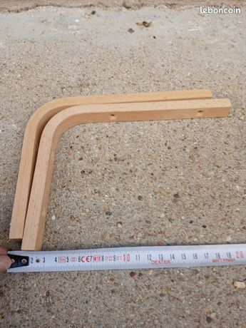 Equerres bois verni beige H.10 x P.15 cm