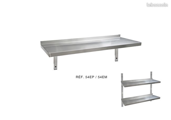 Étagère murale inox simple ou double /Étagère à barreaux, Etagère barreaudée en inox, Etagère murale tubulaire